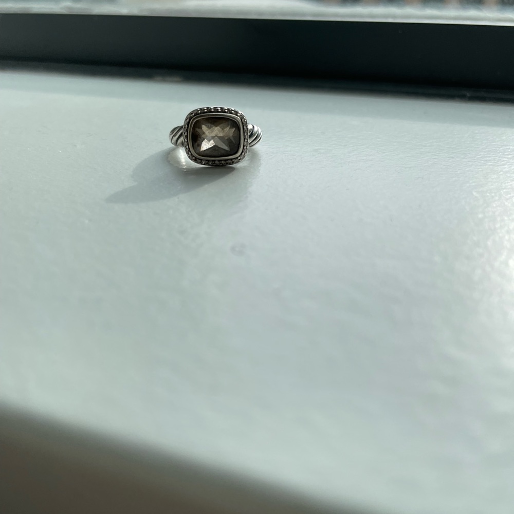 100% authentic - DAVID YURMAN - Smoky Quartz and Diamond Ring - size 6 appx